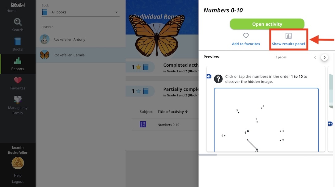 Buzzmath-result pannel