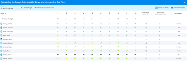 Buzzmath: Result panel